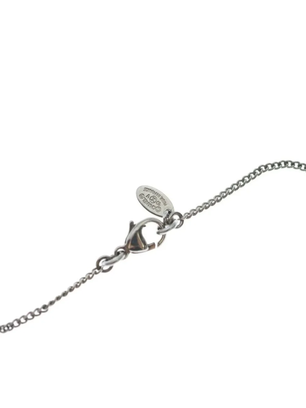 Chanel CC Logo Rhinestone Pendant Chain Silver